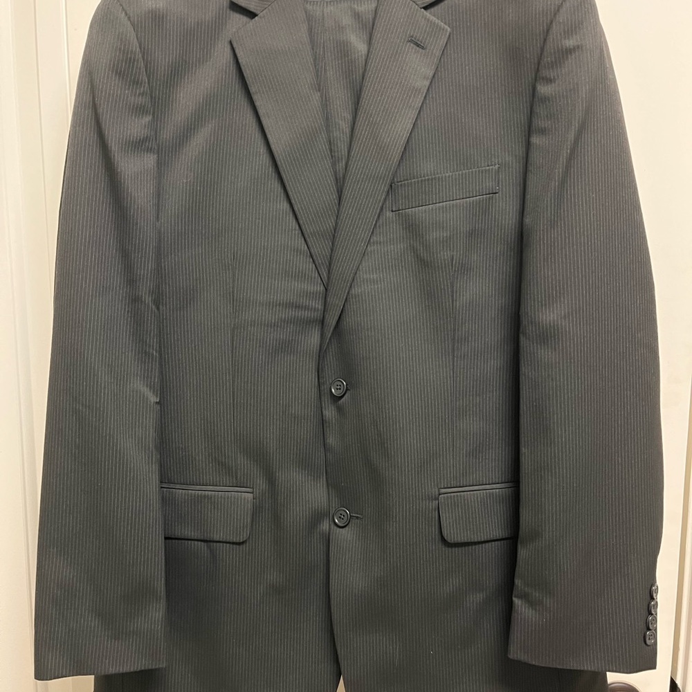 Michael Kors Charcoal Fine Pinstripe Suit 42L - 34x31 altered pants